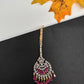 Diamond Finish Color Stone Maangteeka - Red