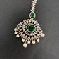 Emerald Green Diamond Finish  Maang tikka - 