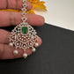 Diamond Finish Color Stone Maangteeka - Green