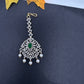 Diamond Finish Color Stone Maangteeka - Green