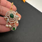 Diamond Finish Color Stone Maangteeka - Green