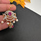 Diamond Finish Color Stone Maangteeka - Red
