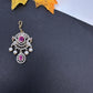 Diamond Finish Color Stone Maangteeka - Red