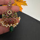 Matte Green CZ Kemp Maang Tikka - 