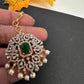 Diamond Finish Color Stone Maangteeka - Green