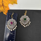 Diamond Finish Color Stone Maangteeka - Red