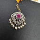 Diamond Finish Color Stone Maangteeka - Red