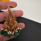 Matte Goddess Lakshmi Color Stone Maangteeka - Green