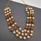 Golden Nakshi Ball Pearls Triple Layer Necklace