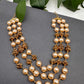 Golden Nakshi Ball Pearls Triple Layer Necklace