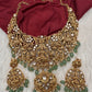 Goddess Lakshmi CZ KundanStone Matte Finish Neckline Nakshi Necklace Set