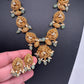 Peacock CZ Matte Finish Short Nakshi Necklace