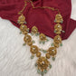 Peacock CZ Matte Finish Short Nakshi Necklace