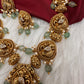 Peacock CZ Matte Finish Short Nakshi Necklace