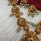 Peacock CZ Matte Finish Short Nakshi Necklace