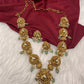 Peacock CZ Matte Finish Short Nakshi Necklace