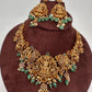 Goddess Lakshmi Nakshi Short Necklace with Emerald Beads