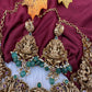 Goddess Lakshmi Nakshi Short Necklace with Emerald Beads