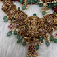 Goddess Lakshmi Nakshi Short Necklace with Emerald Beads