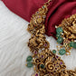 Goddess Lakshmi Nakshi Short Necklace with Emerald Beads