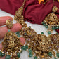 Goddess Lakshmi Nakshi Short Necklace with Emerald Beads