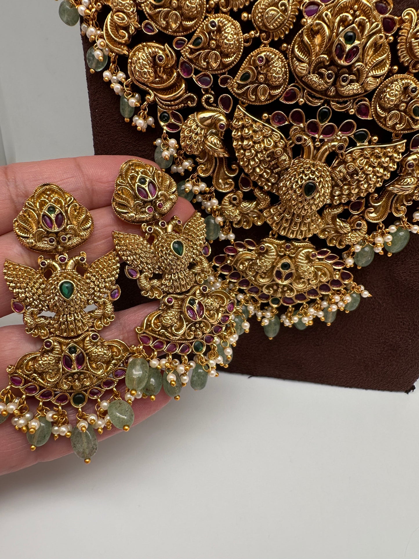 Peacock One Gram Gold Platted Nakshi Long Necklace