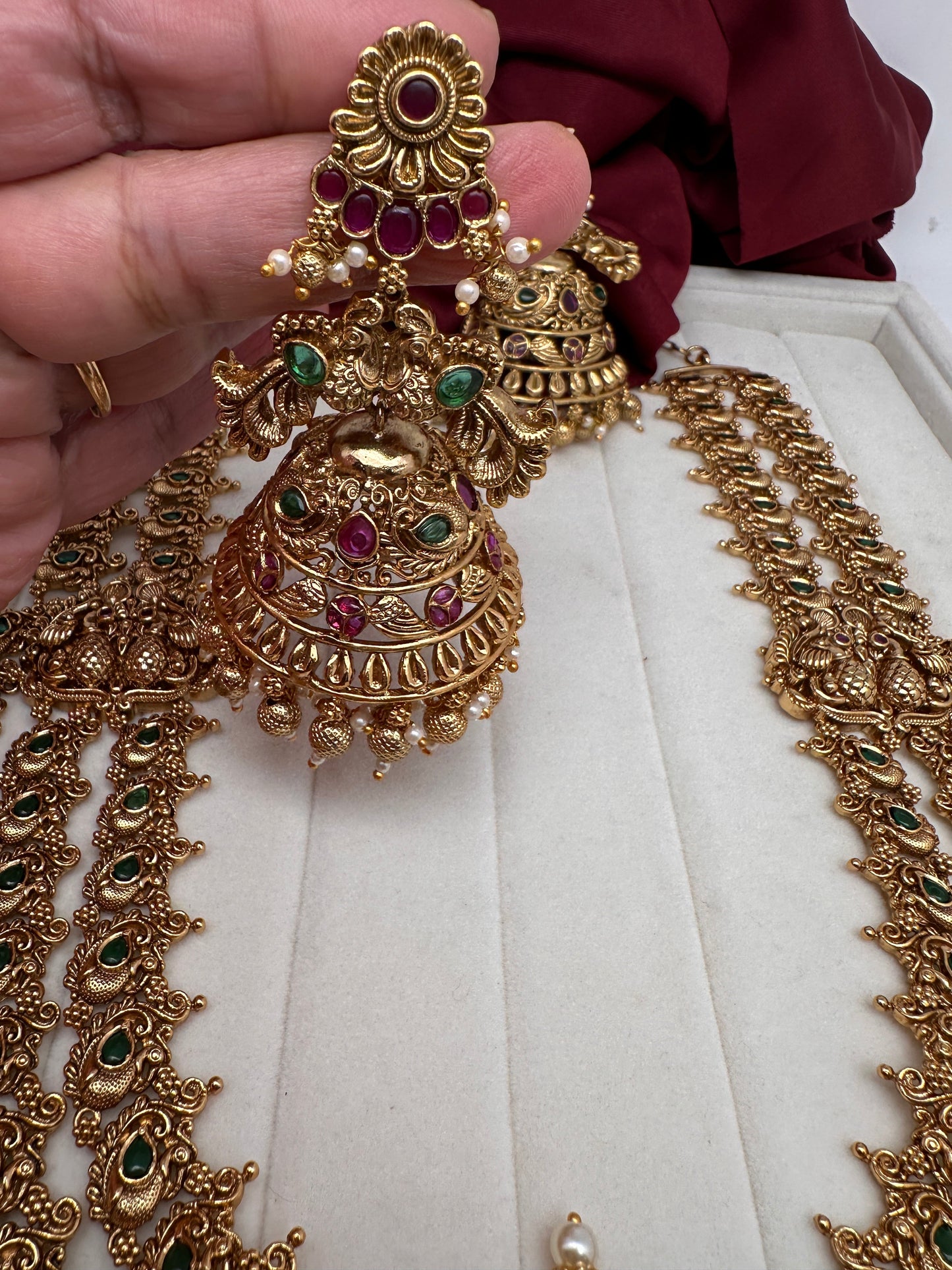 Multi Layer One Gram Gold Platted Nakshi Long Necklace