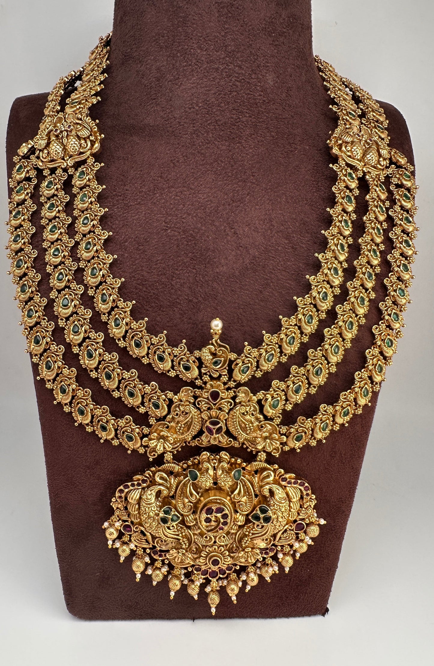 Multi Layer One Gram Gold Platted Nakshi Long Necklace