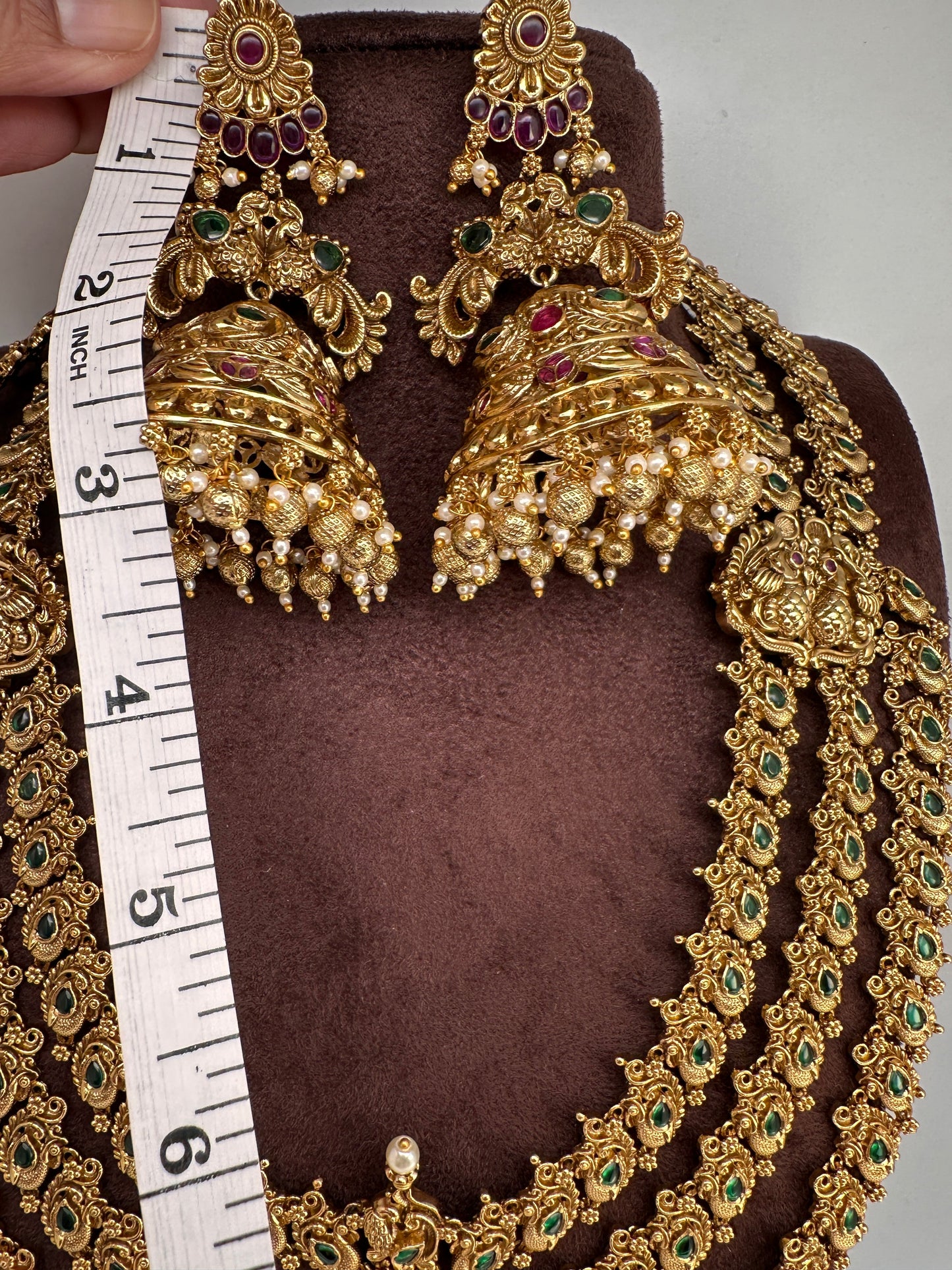 Multi Layer One Gram Gold Platted Nakshi Long Necklace