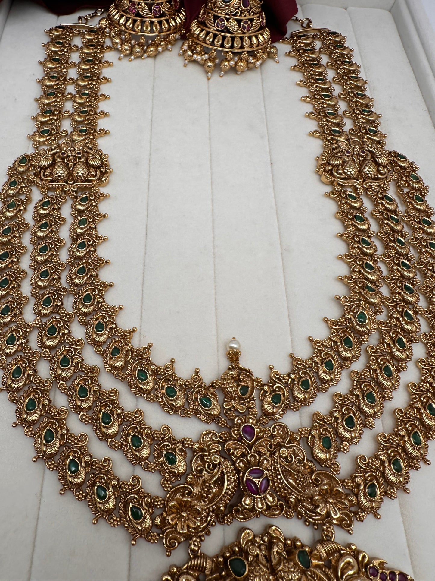 Multi Layer One Gram Gold Platted Nakshi Long Necklace