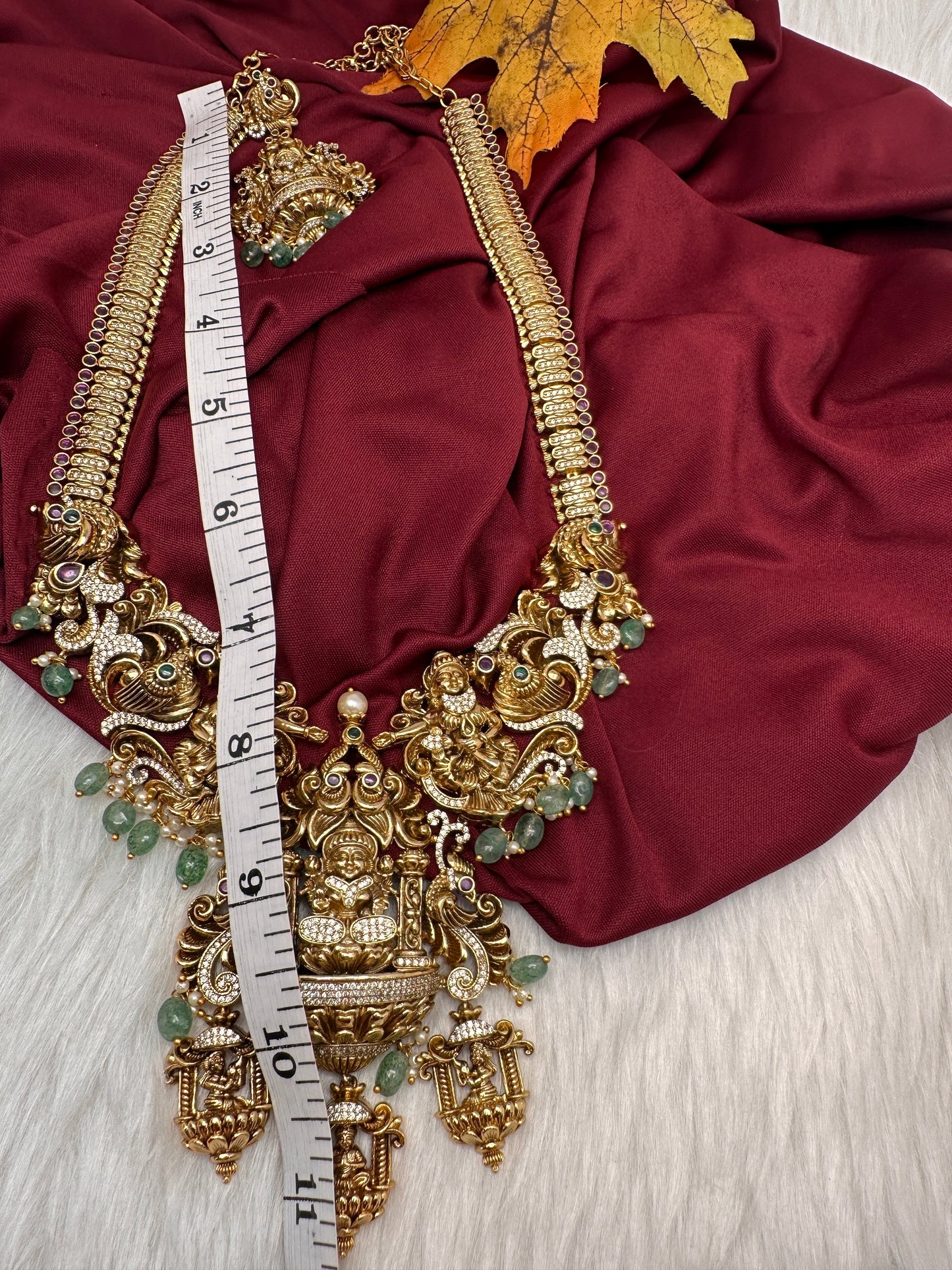 Goddess Lakshmi One Gram Gold Platted Nakshi Long Necklace