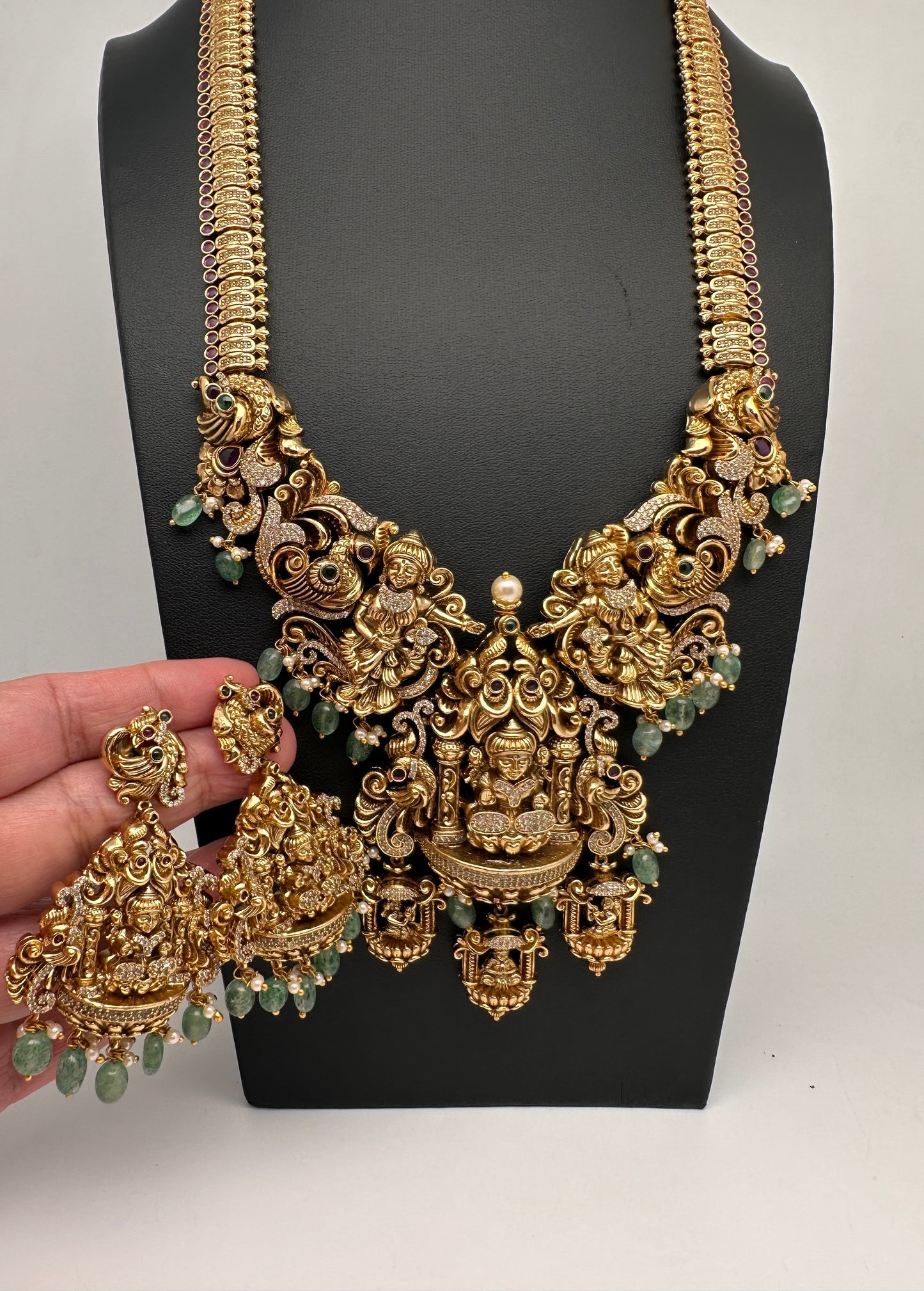 Goddess Lakshmi One Gram Gold Platted Nakshi Long Necklace