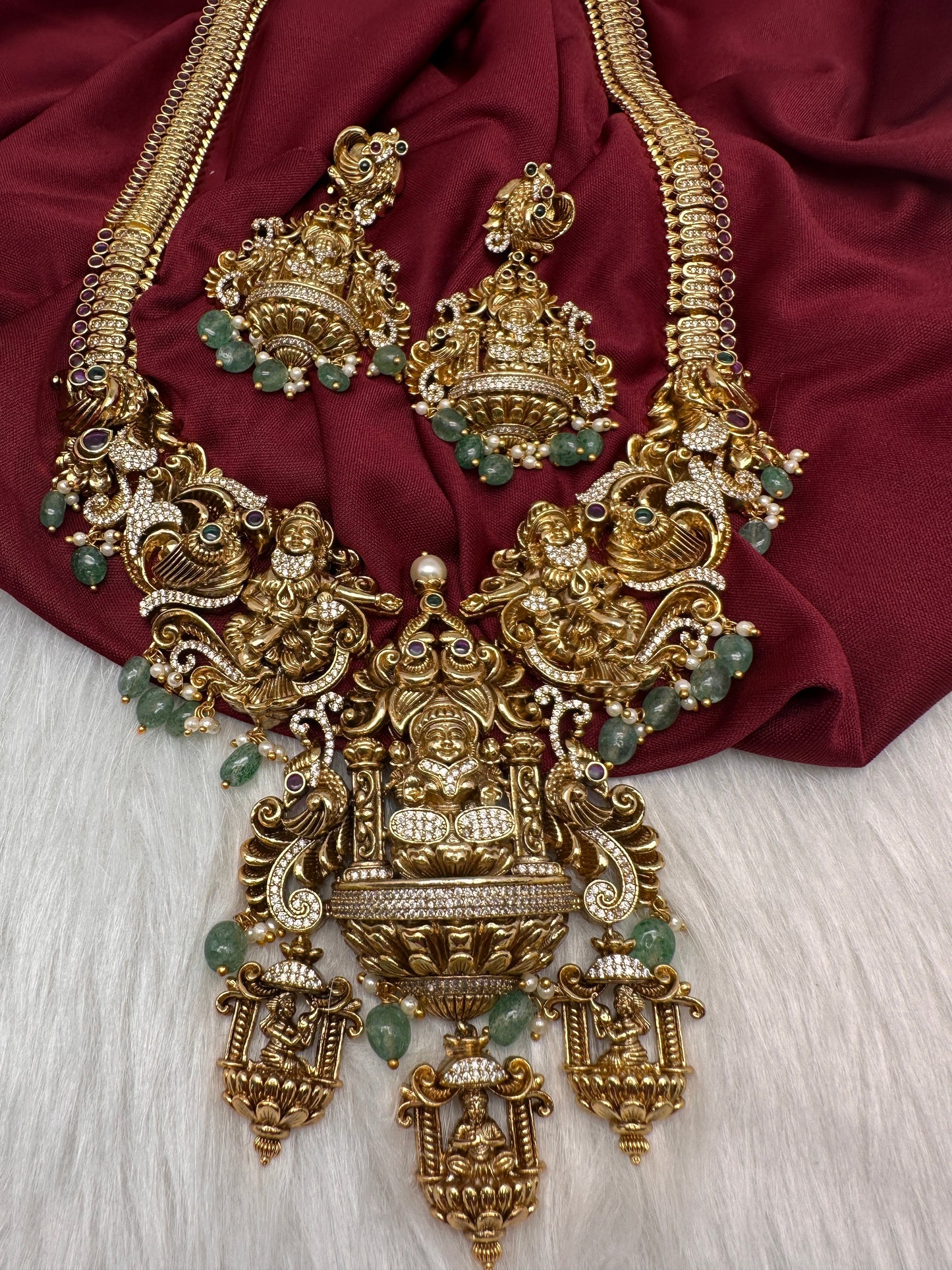 Goddess Lakshmi One Gram Gold Platted Nakshi Long Necklace