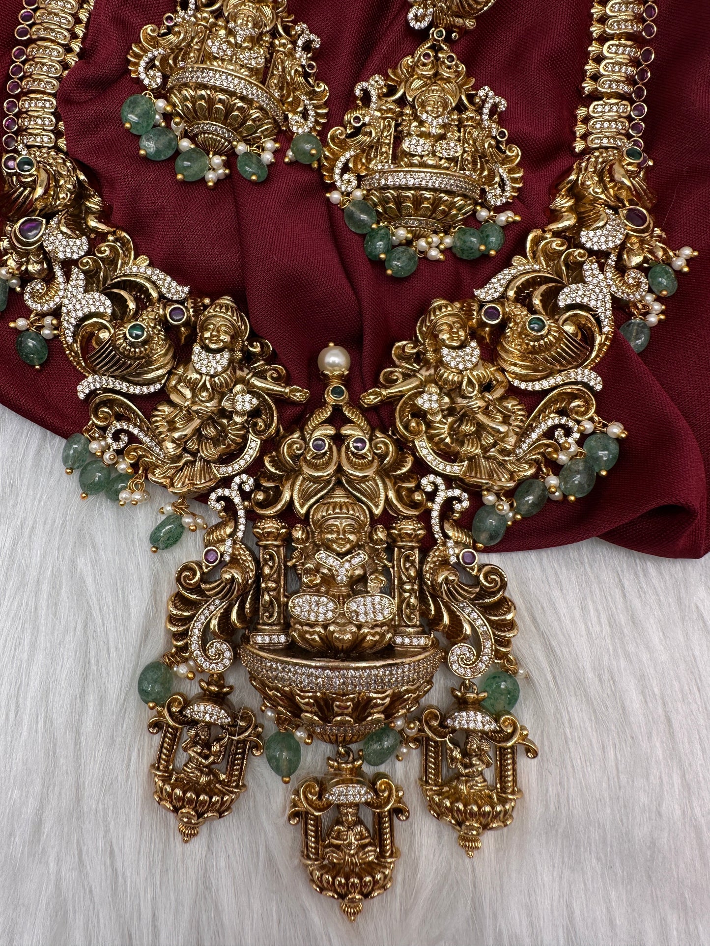 Goddess Lakshmi One Gram Gold Platted Nakshi Long Necklace