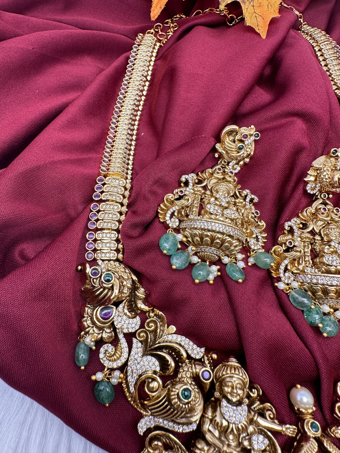 Goddess Lakshmi One Gram Gold Platted Nakshi Long Necklace