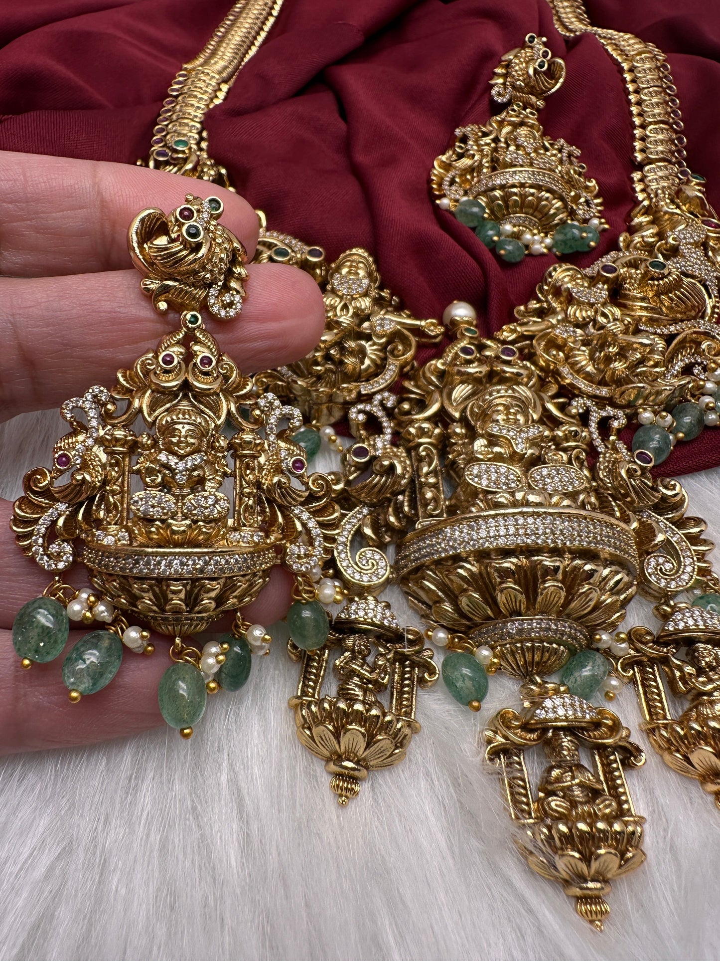 Goddess Lakshmi One Gram Gold Platted Nakshi Long Necklace