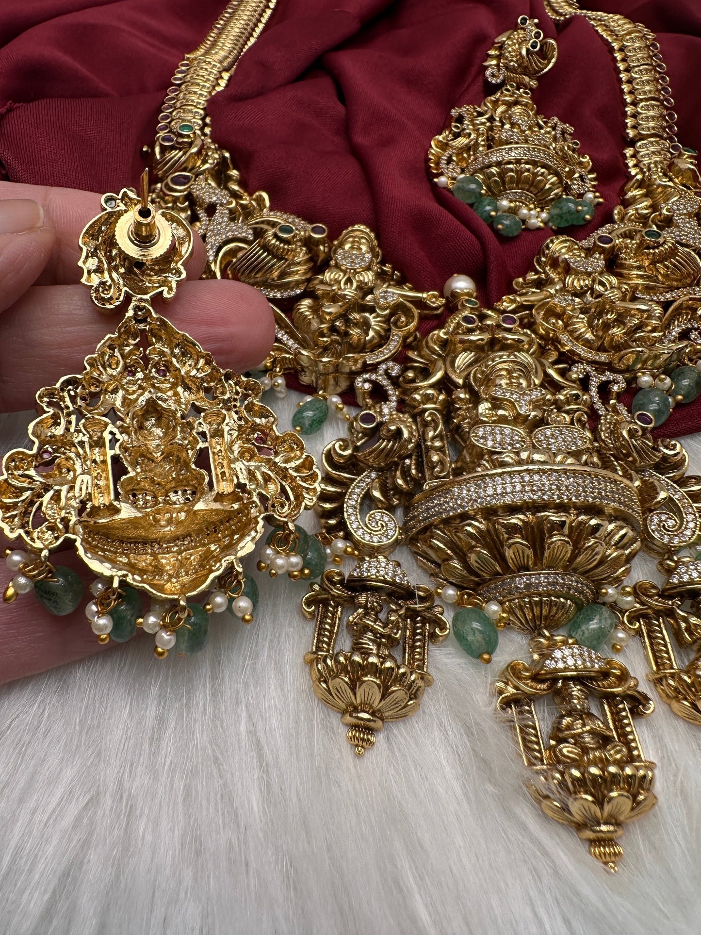 Goddess Lakshmi One Gram Gold Platted Nakshi Long Necklace