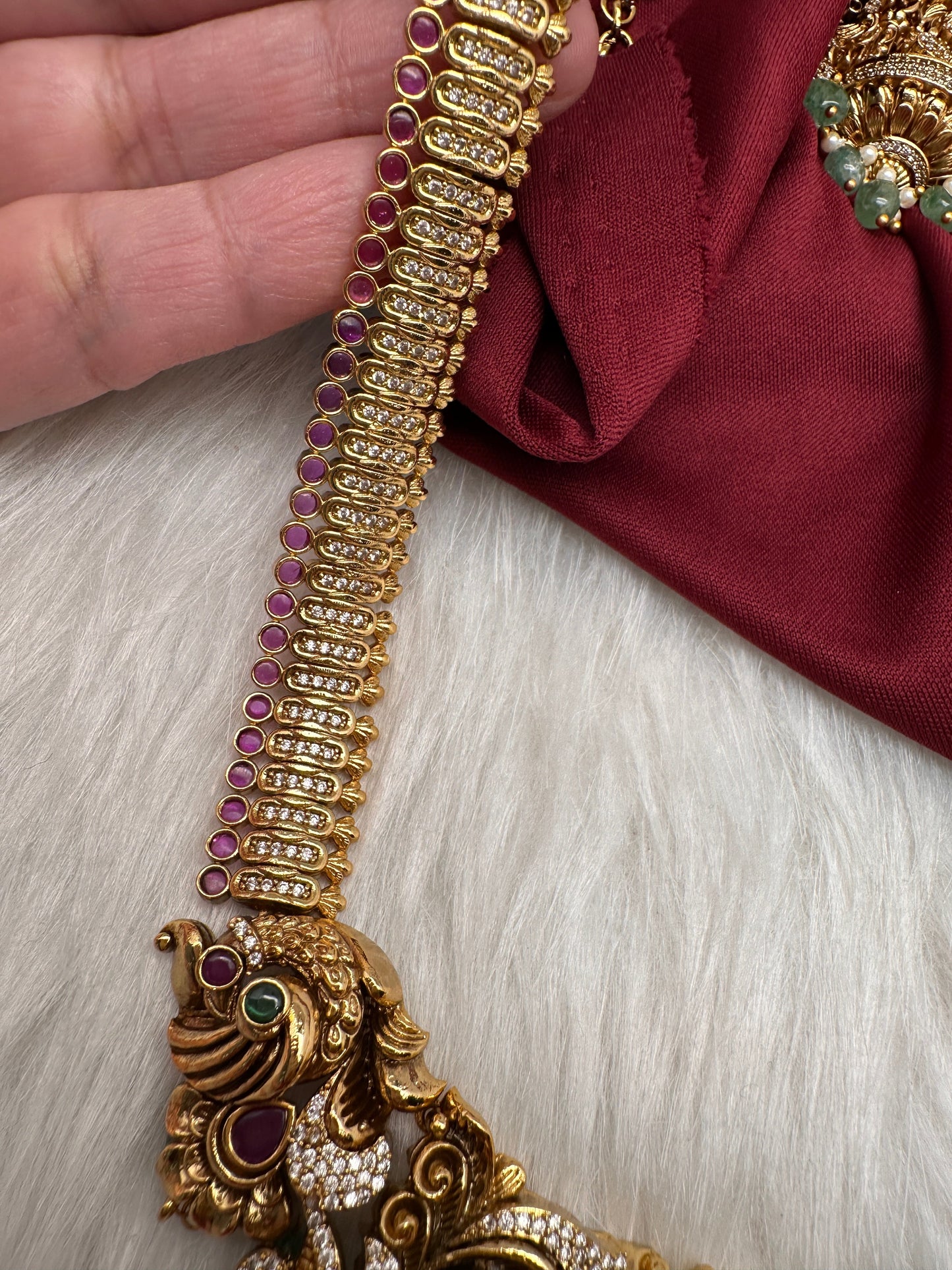 Goddess Lakshmi One Gram Gold Platted Nakshi Long Necklace