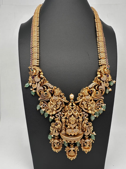 Goddess Lakshmi One Gram Gold Platted Nakshi Long Necklace