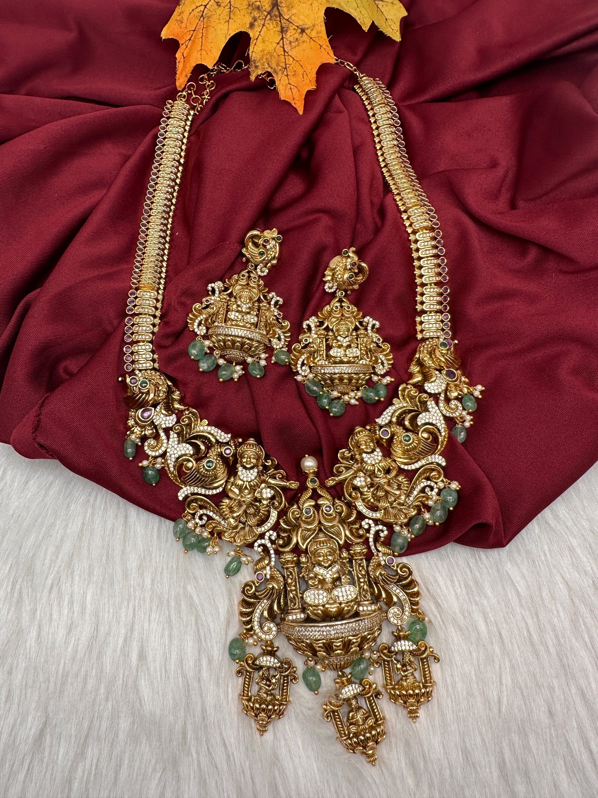 Goddess Lakshmi One Gram Gold Platted Nakshi Long Necklace