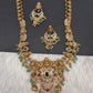 Goddess Lakshmi One Gram Gold Platted Nakshi Long Necklace with Chandbali