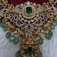 Goddess Lakshmi One Gram Gold Platted Nakshi Short Necklace with Emerald  Beads