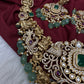 Goddess Lakshmi One Gram Gold Platted Nakshi Short Necklace with Emerald  Beads