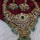 Goddess Lakshmi One Gram Gold Platted Nakshi Short Necklace with Emerald  Beads