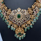 Goddess Lakshmi One Gram Gold Platted Nakshi Short Necklace with Emerald  Beads