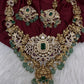 Goddess Lakshmi One Gram Gold Platted Nakshi Short Necklace with Emerald  Beads