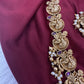 Peacock Goddess Lakshmi Matte Antique Nakshi Short Necklace with jhumkas