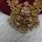 Peacock Goddess Lakshmi Matte Antique Nakshi Short Necklace with jhumkas