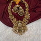 Peacock Goddess Lakshmi Matte Antique Nakshi Short Necklace with jhumkas