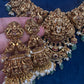 Lord Balaji Goddess Lakshmi Matte Antique Nakshi Short Necklace with jhumkas - 